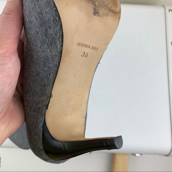 Anthropologie Plenty by Tracy Reese‎ Gray Flannel Heels Sz 6 Stiletto Heel - Picture 9 of 15